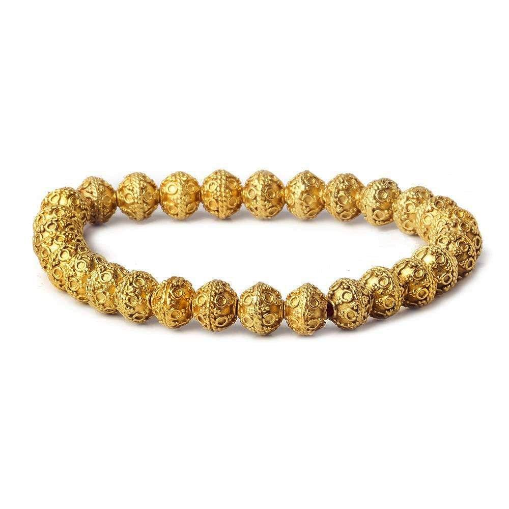 8mm 22kt Gold Plated Copper Roval Persian Circle Beads 8 inch 28 pces - The Bead Traders