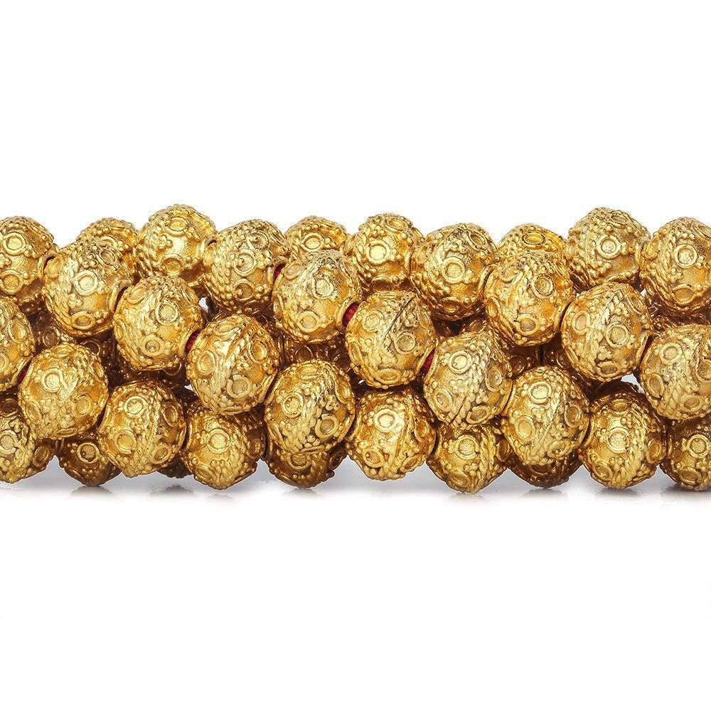 8mm 22kt Gold Plated Copper Roval Persian Circle Beads 8 inch 28 pces - The Bead Traders