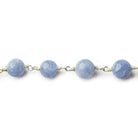 8mm-8.5mm Angelite Plain Rounds Silver plated Chain by the foot 21 pieces - The Bead Traders