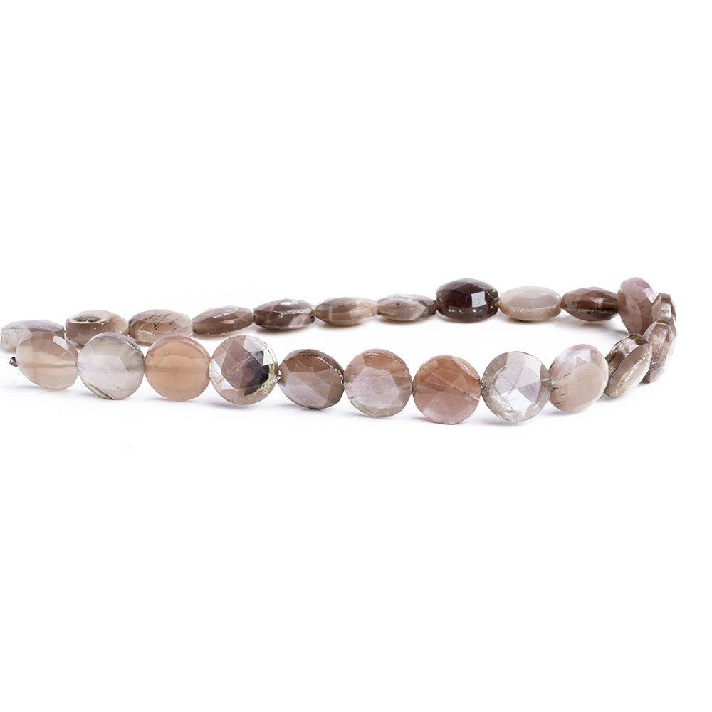 8mm-9mm Chocolate Moonstone Faceted Coin Beads 8 inch 23 pieces - The Bead Traders