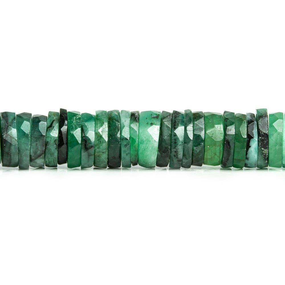 8mm-9mm Emerald Faceted Heishi Beads 8 inch 93 pieces - The Bead Traders