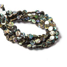 8mm Abalone Shell plain coin Beads 16 inch 50 pieces - The Bead Traders