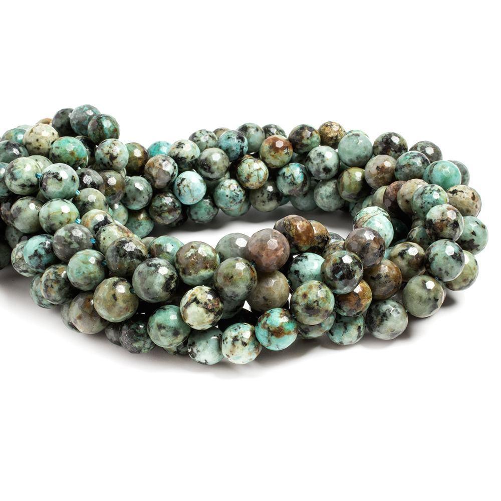 8mm African Turquoise faceted round Beads 15 inch 49 pieces - The Bead Traders