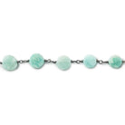 8mm Amazonite plain coin Black Gold plated Chain by the foot 22 beads - The Bead Traders