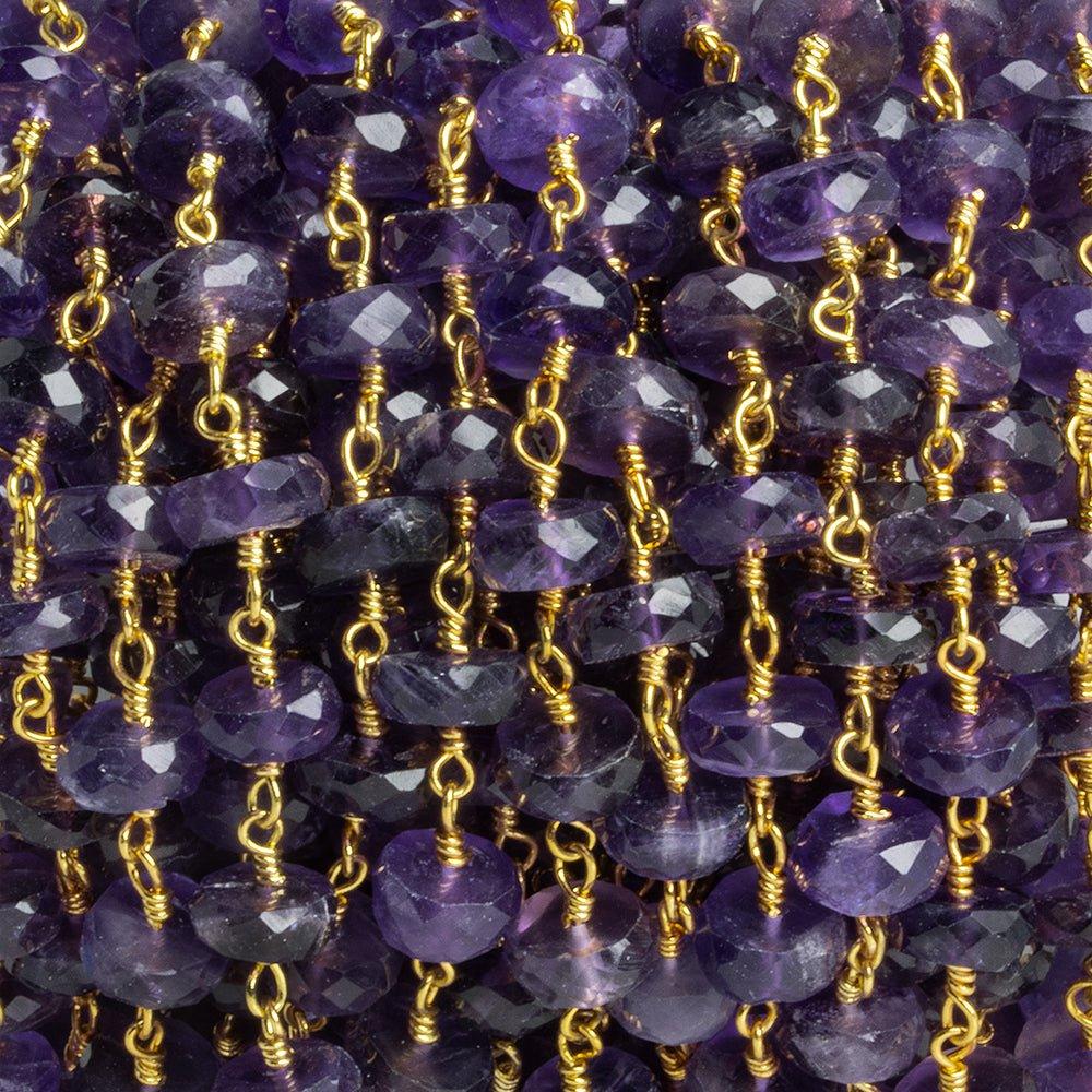 8mm Amethyst Faceted Rondelles Gold Chain 30 pieces - The Bead Traders