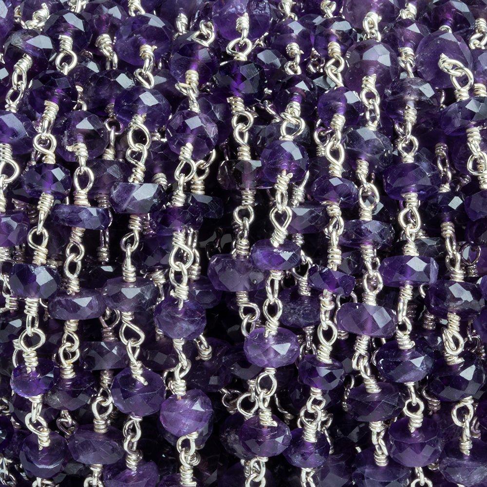 8mm Amethyst Faceted Rondelles Silver Chain 30 pieces - The Bead Traders