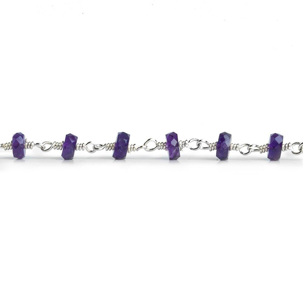 8mm Amethyst Faceted Rondelles Silver Chain 30 pieces - The Bead Traders