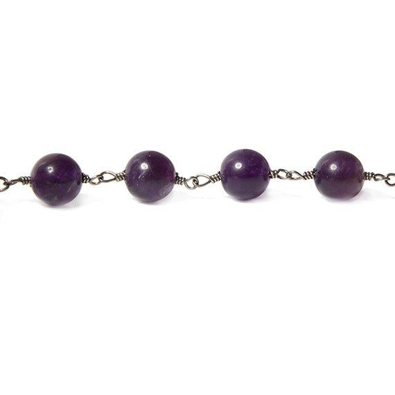 8mm Amethyst plain round Black Gold Chain by the foot - The Bead Traders
