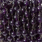 8mm Amethyst plain round Black Gold Chain by the foot - The Bead Traders