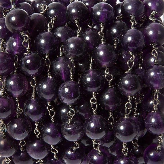 8mm Amethyst plain round Black Gold Chain by the foot - The Bead Traders