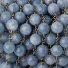 8mm Angelite plain round Black Gold plated Chain by the foot 20 pieces - The Bead Traders