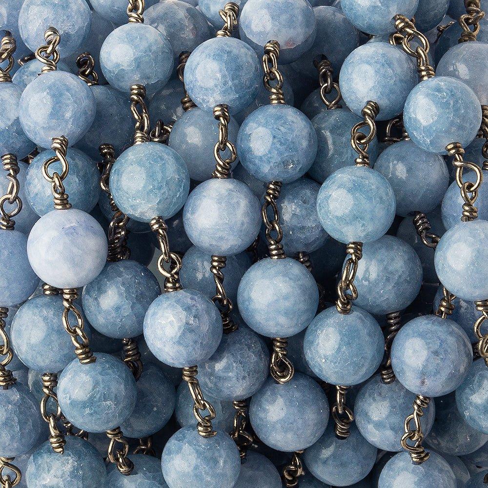 8mm Angelite Plain Round Black Gold plated Chain by the foot 20 pieces - The Bead Traders