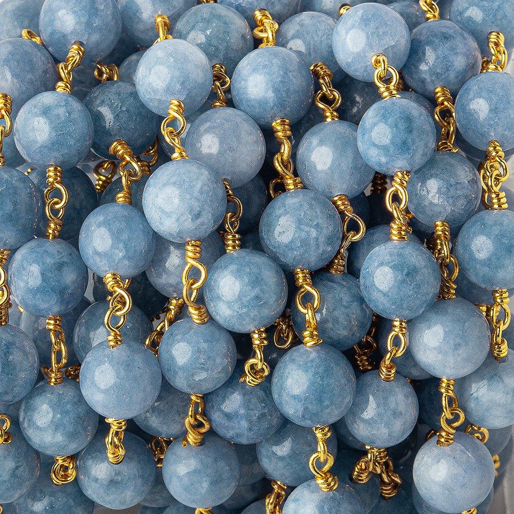 8mm Angelite Plain Round Gold plated Chain by the foot 20 pieces - The Bead Traders