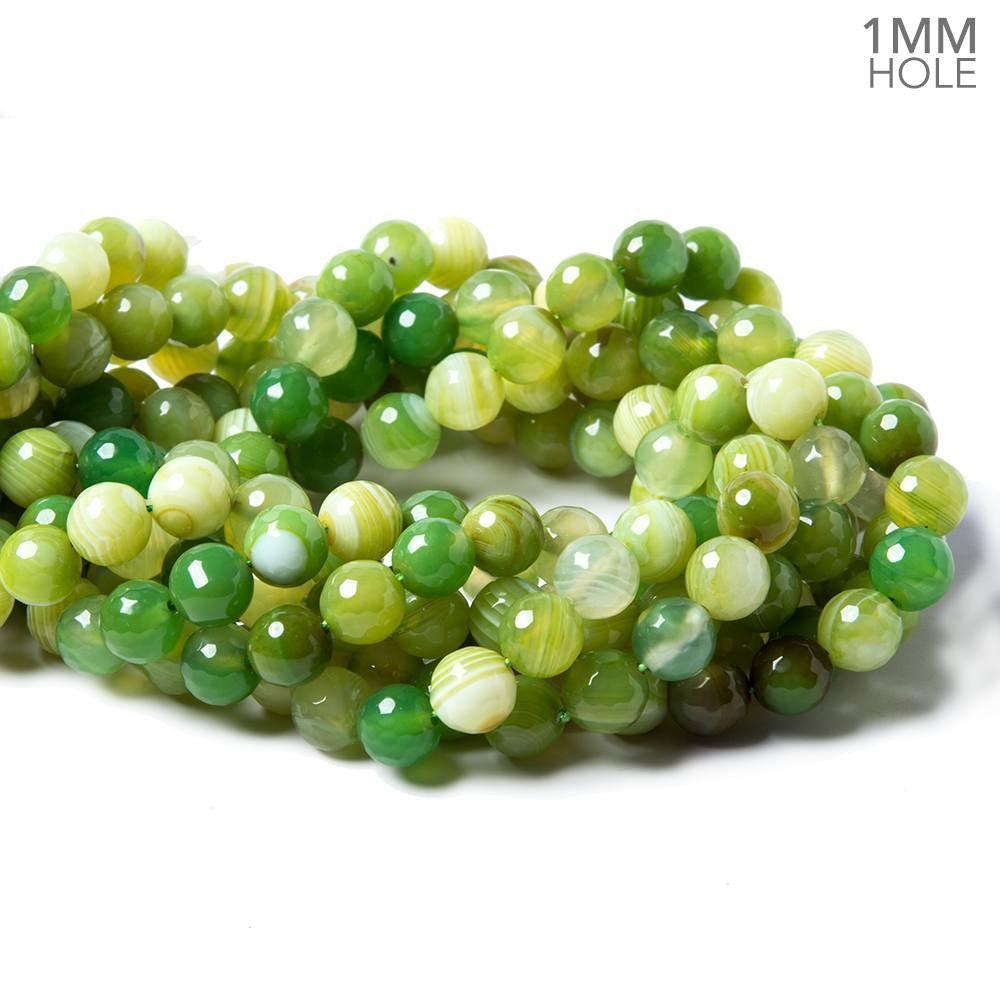8mm Apple Green Agate faceted round beads 14.5 inch 46 pieces - The Bead Traders