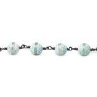 8mm Aqua Tibetan Agate faceted round Black Gold Chain by the foot 21 beads - The Bead Traders