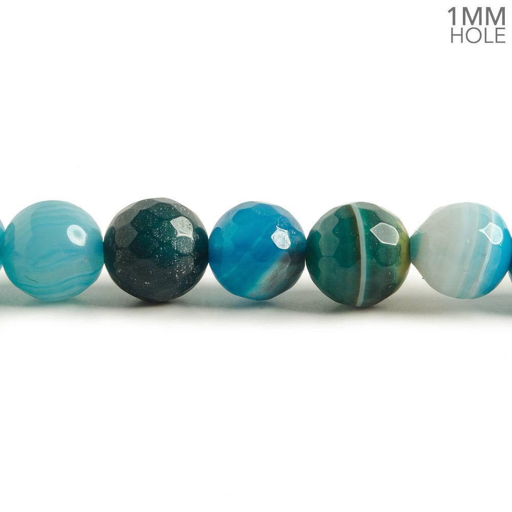 8mm Banded Green Blue Agate faceted rounds 15 inch 47 beads - The Bead Traders