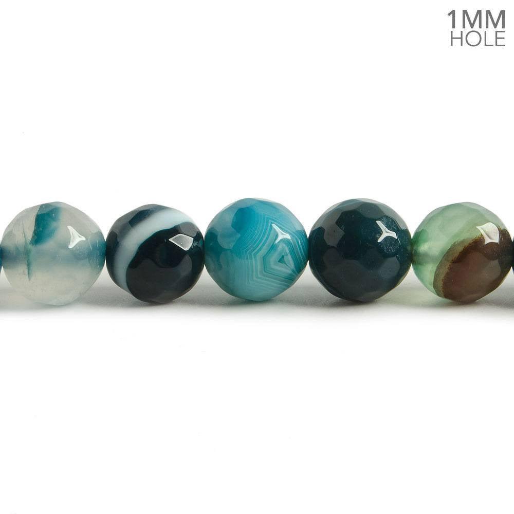 8mm Banded Teal Blue Agate faceted rounds 15 inch 47 beads - The Bead Traders