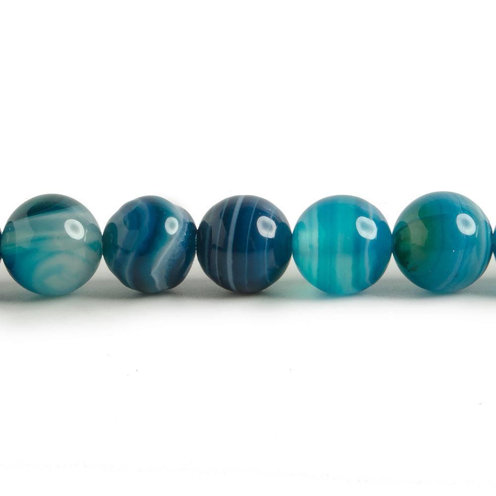 8mm Banded Teal Blue Agate plain rounds 15 inch 47 beads - The Bead Traders