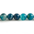 8mm Banded Teal Blue Agate plain rounds 15 inch 47 beads - The Bead Traders