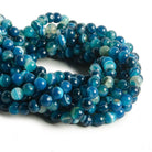 8mm Banded Teal Blue Agate plain rounds 15 inch 47 beads - The Bead Traders