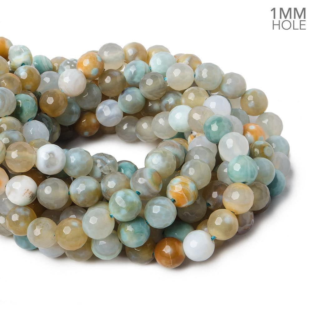 8mm Beach Chic Agate faceted round beads 15 inch 45 pieces - The Bead Traders