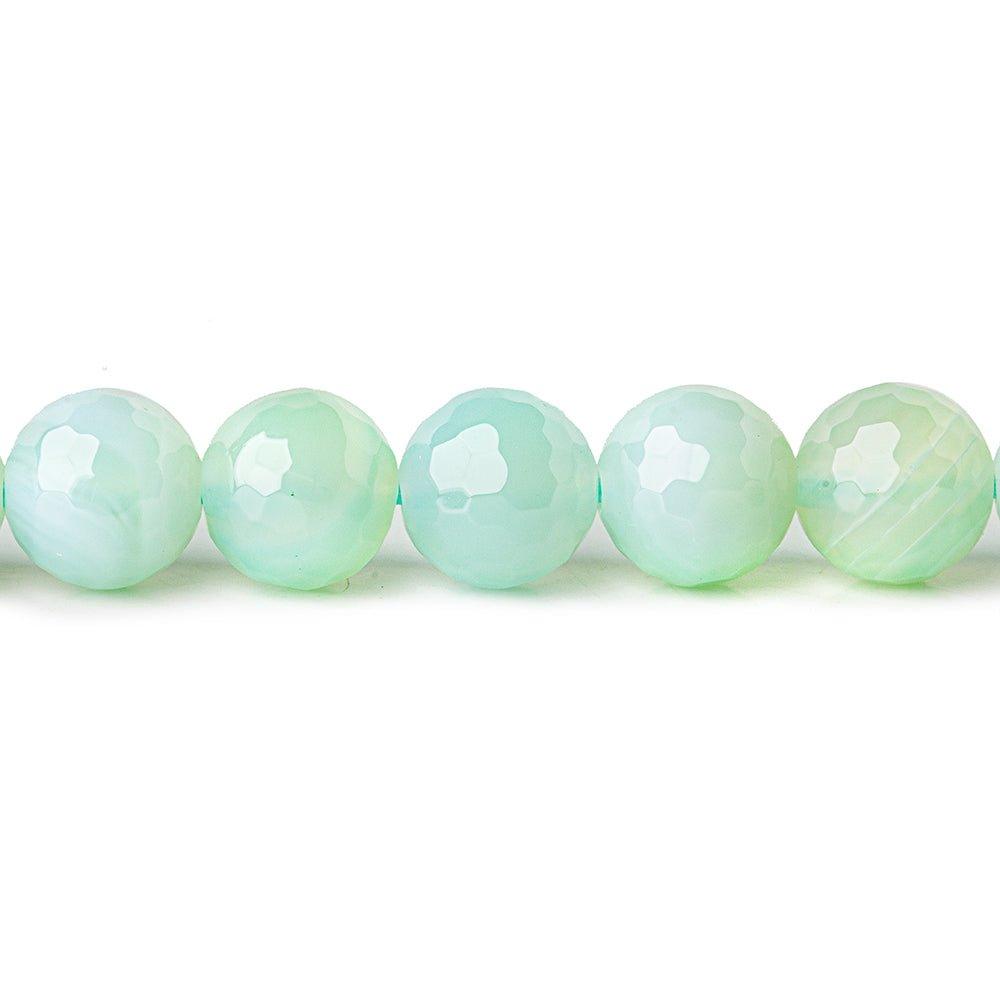 8mm Beachglass Blue & Green Agate faceted round beads 15 inch 47 pieces - The Bead Traders