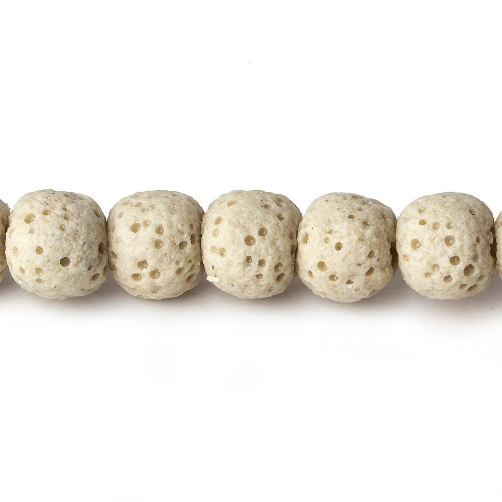 8mm Beige Off White Lava Rock plain rounds 16 inch 51 beads - The Bead Traders