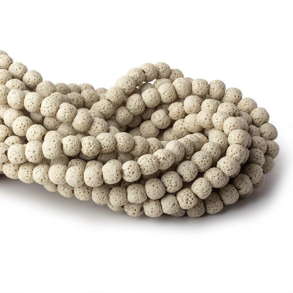 8mm Beige Off White Lava Rock plain rounds 16 inch 51 beads - The Bead Traders