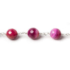 8mm Berry Banded Agate Faceted Rounds Silver plated Chain by the foot 21 pcs - The Bead Traders