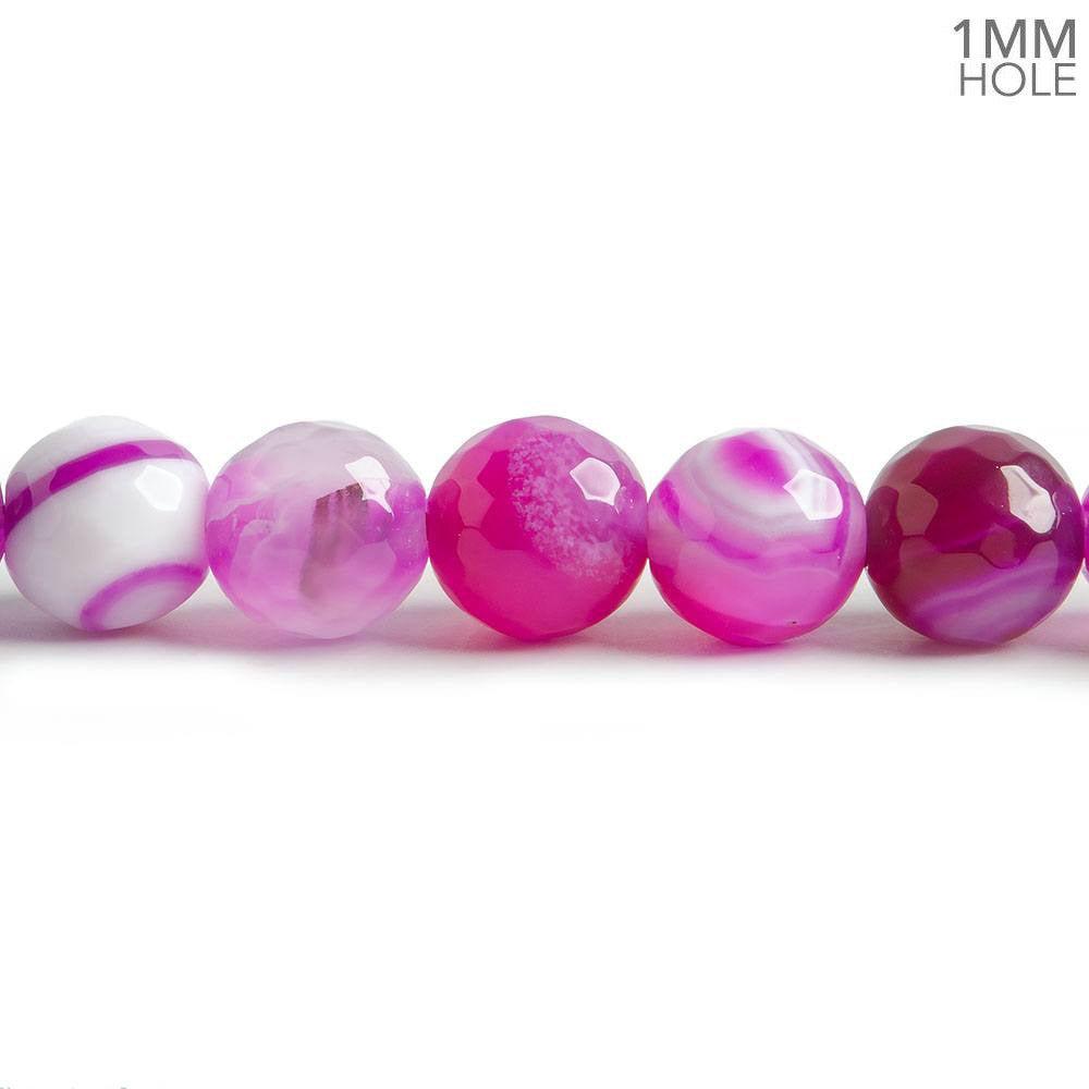 8mm Berry Pink Banded Agate faceted round beads 14.5 inch 46 pieces - The Bead Traders
