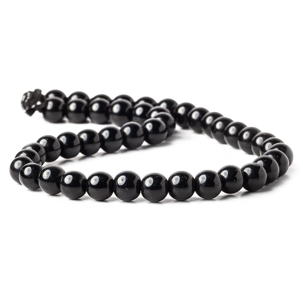 8mm Black Agate plain rounds 13 inch 58 beads - The Bead Traders