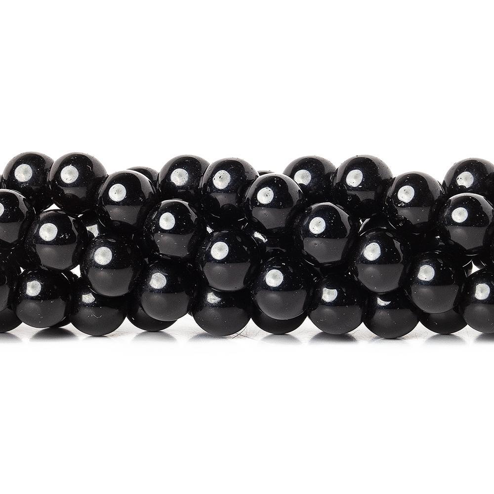 8mm Black Agate plain rounds 13 inch 58 beads - The Bead Traders