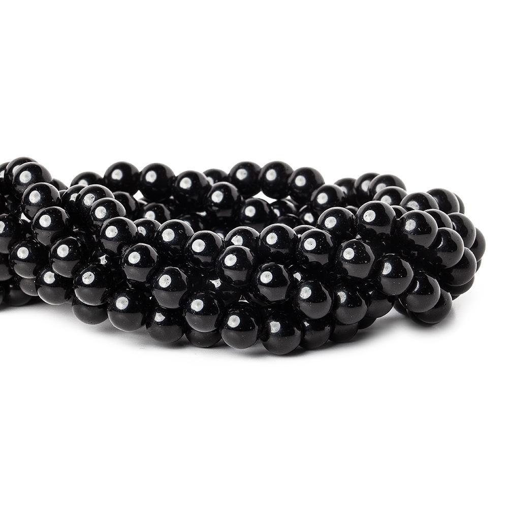 8mm Black Agate plain rounds 13 inch 58 beads - The Bead Traders