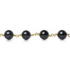 8mm Black Banded Agate plain round Gold Chain by the foot 21 beads - The Bead Traders