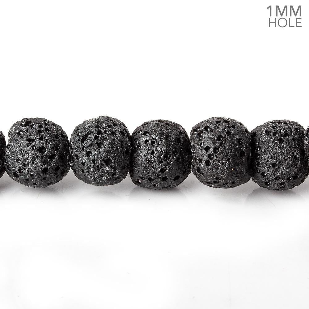 8mm Black Lava Rock plain rounds 16 inch 51 beads - The Bead Traders