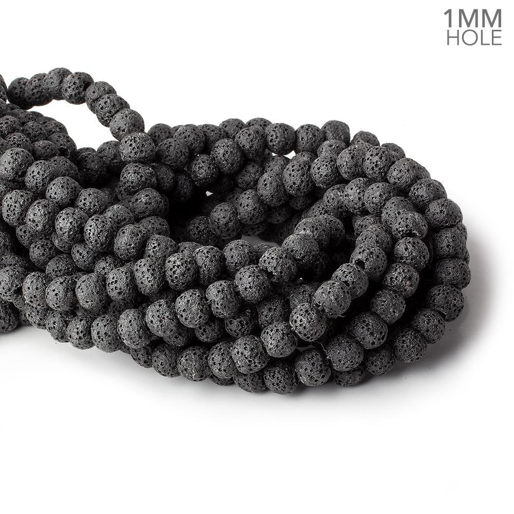 8mm Black Lava Rock plain rounds 16 inch 51 beads - The Bead Traders