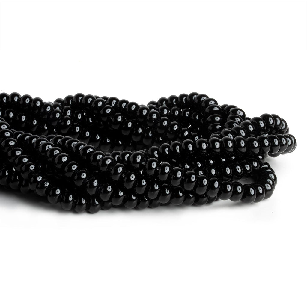 8mm Black Onyx Plain Rondelles 15 inch 75 beads - The Bead Traders