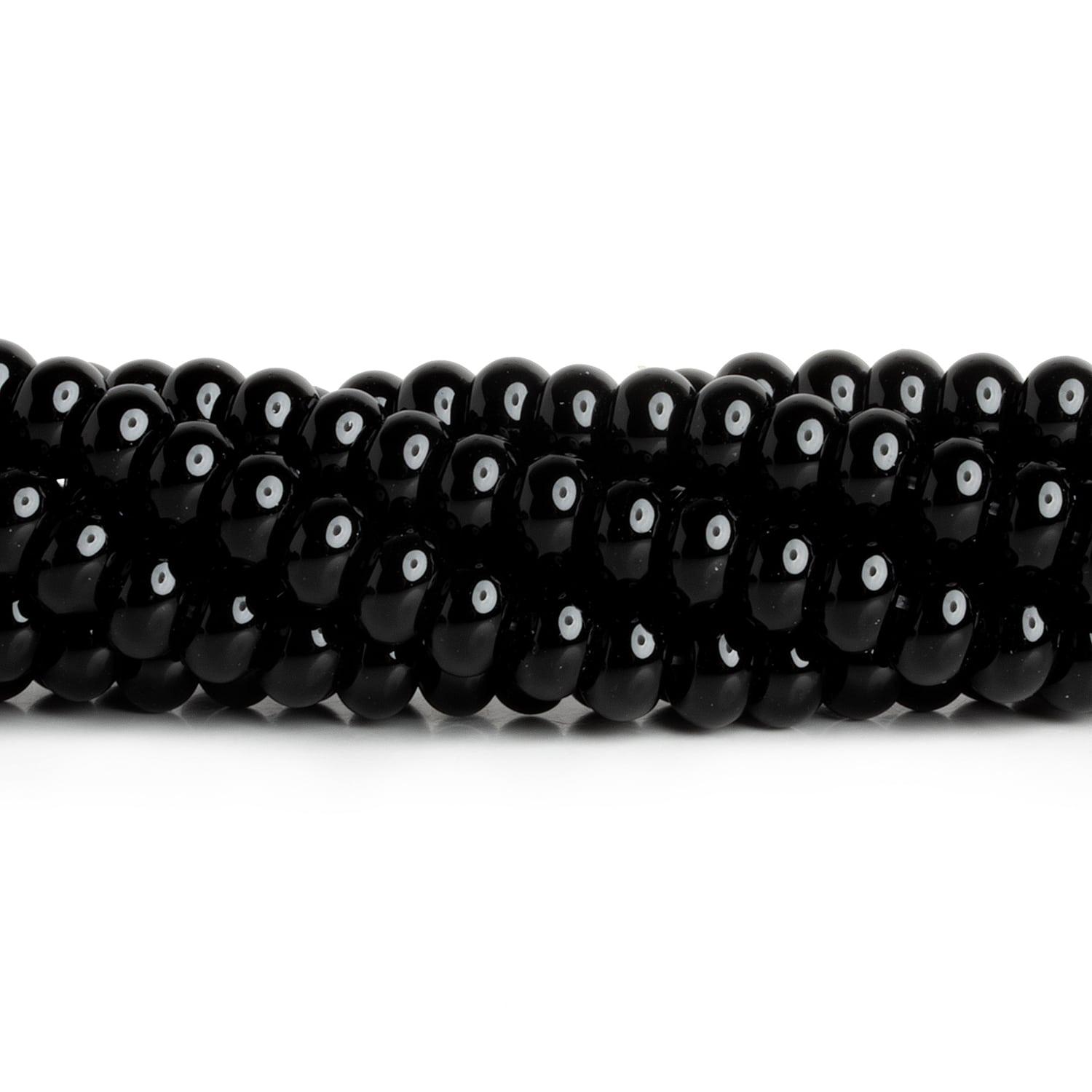 8mm Black Onyx Plain Rondelles 15 inch 75 beads - The Bead Traders