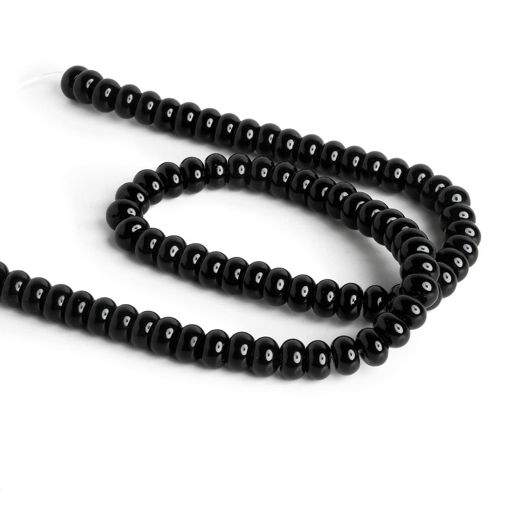 8mm Black Onyx Plain Rondelles 15 inch 75 beads - The Bead Traders