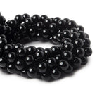 8mm Black Tourmaline plain round beads 15.5 inch 49 pieces - The Bead Traders