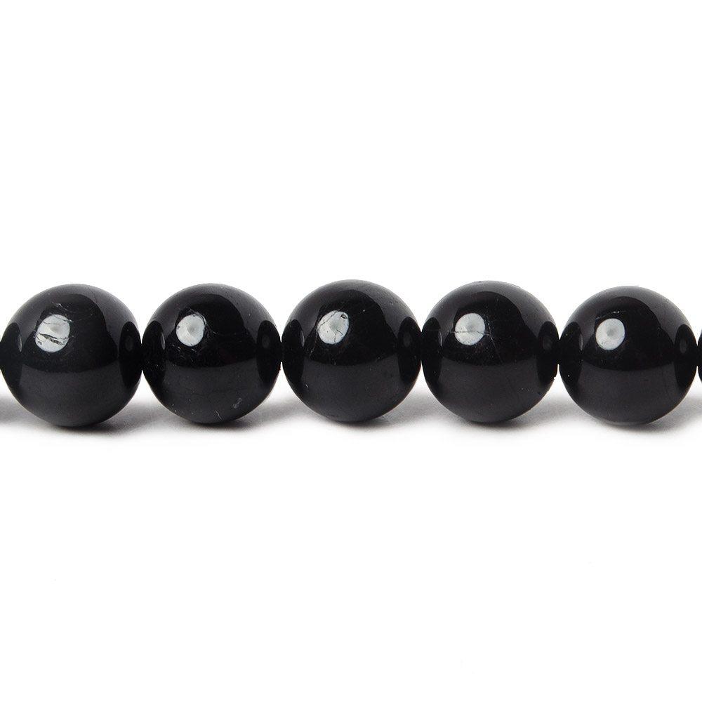 8mm Black Tourmaline plain round beads 15.5 inch 49 pieces - The Bead Traders