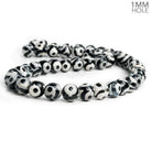 8mm Black & White Evil Eye Agate Plain Round Beads 15 inch 48 pieces - The Bead Traders