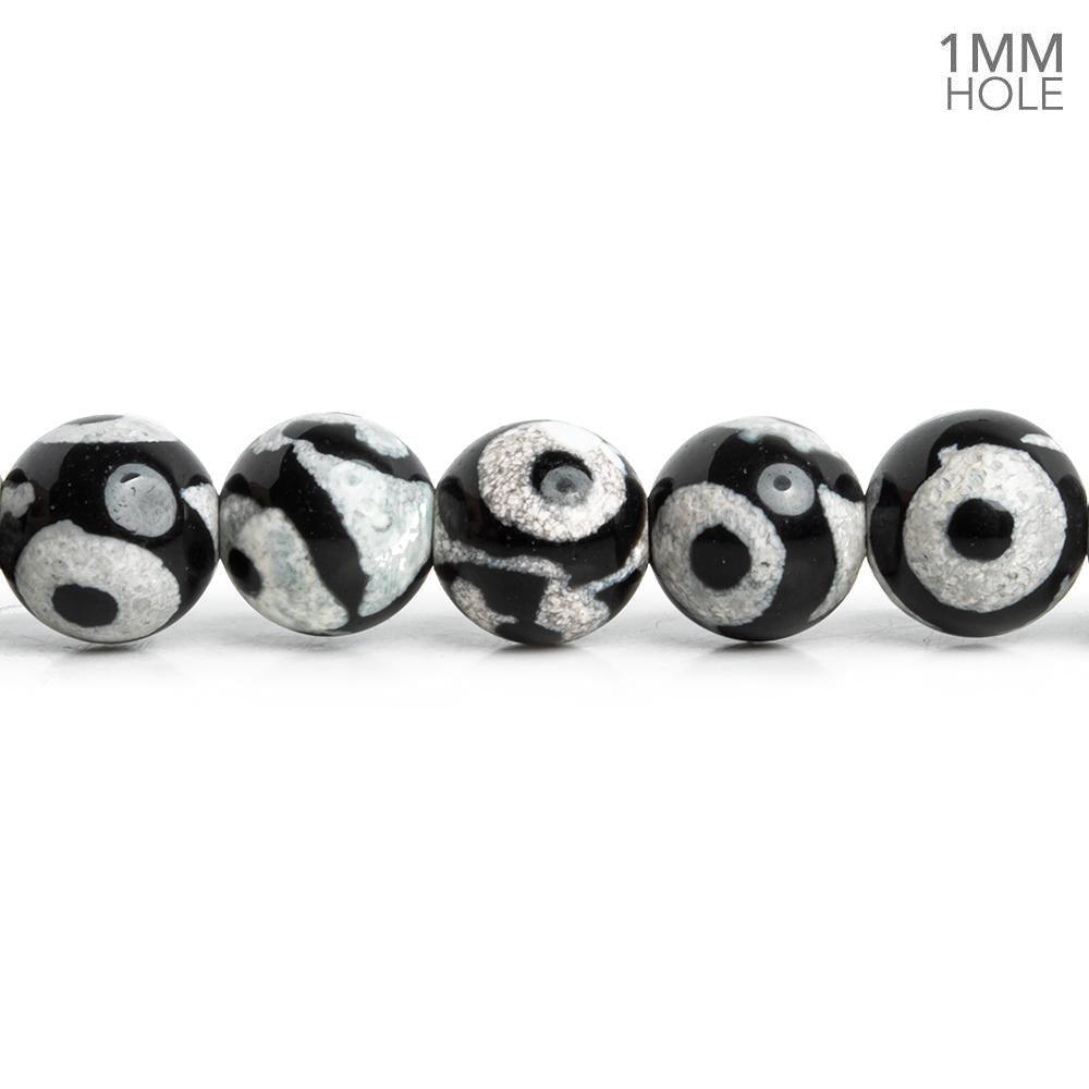 8mm Black & White Evil Eye Agate Plain Round Beads 15 inch 48 pieces - The Bead Traders