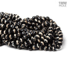 8mm Black & White Tibetan Agate faceted rounds 14.5 inch 47 beads - The Bead Traders