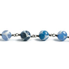 8mm Blue Honeycomb Tibetan Agate round Black Gold Chain by the foot with 21 pcs - The Bead Traders