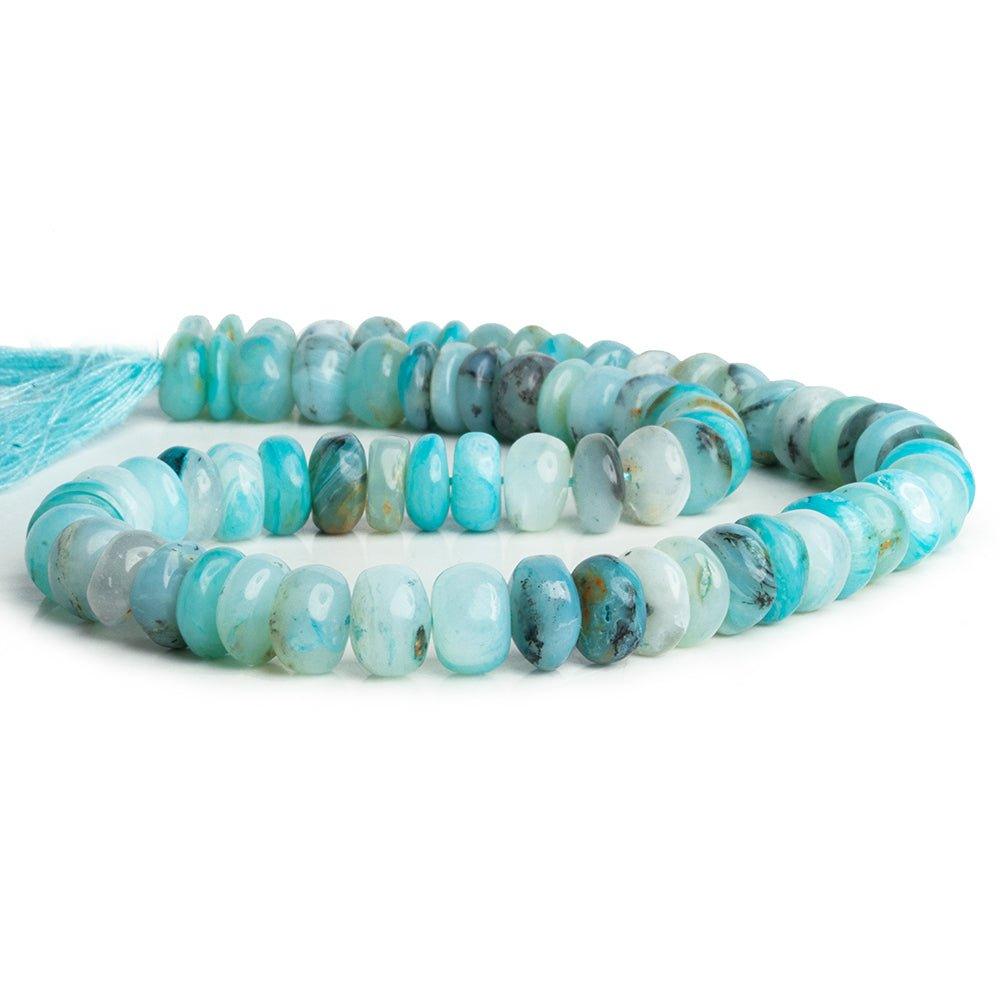 8mm Blue Peruvian Opal plain rondelle beads 63 pieces 13 inch - The Bead Traders