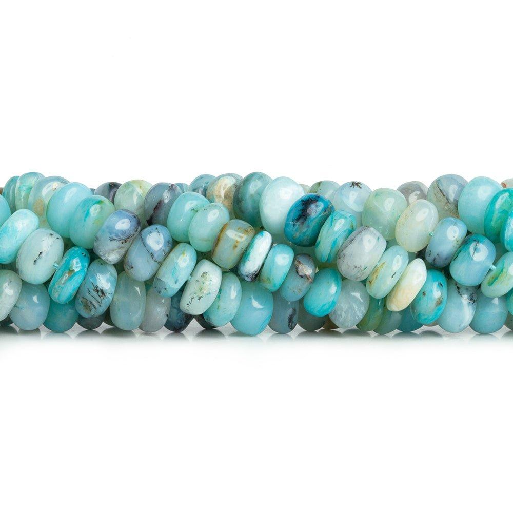 8mm Blue Peruvian Opal plain rondelle beads 63 pieces 13 inch - The Bead Traders