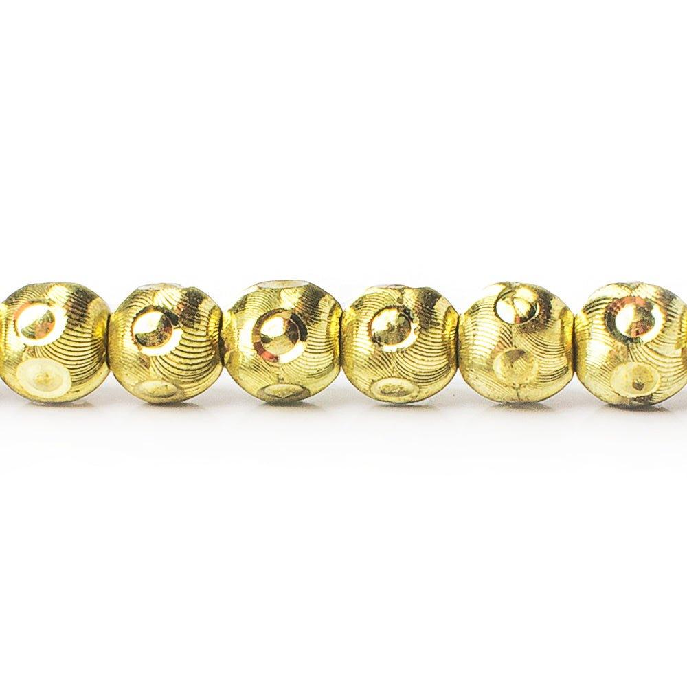 8mm Brass Diamond Cut Wave Circle Round Beads, 8 inch - The Bead Traders