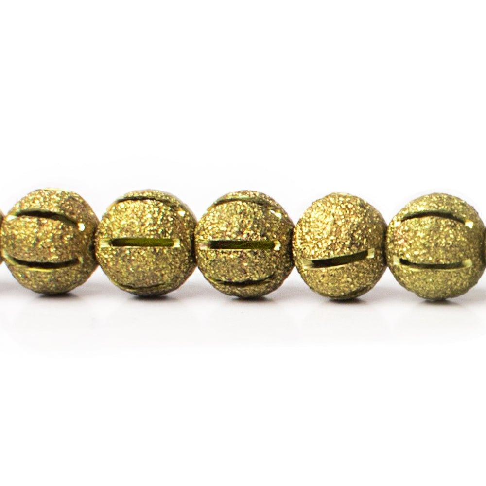 8mm Brass Textured Round Beads, 8 inch - The Bead Traders