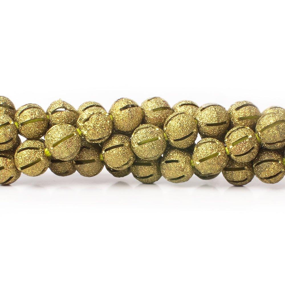 8mm Brass Textured Round Beads, 8 inch - The Bead Traders